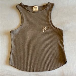 VS PINK Embroidered Grey Cropped Tank